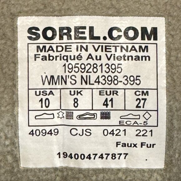 Sorel Kinetic Renegade Caribou Waterproof Shoes Ankle Boots Womens 10 Grey Green - Picture 8 of 9